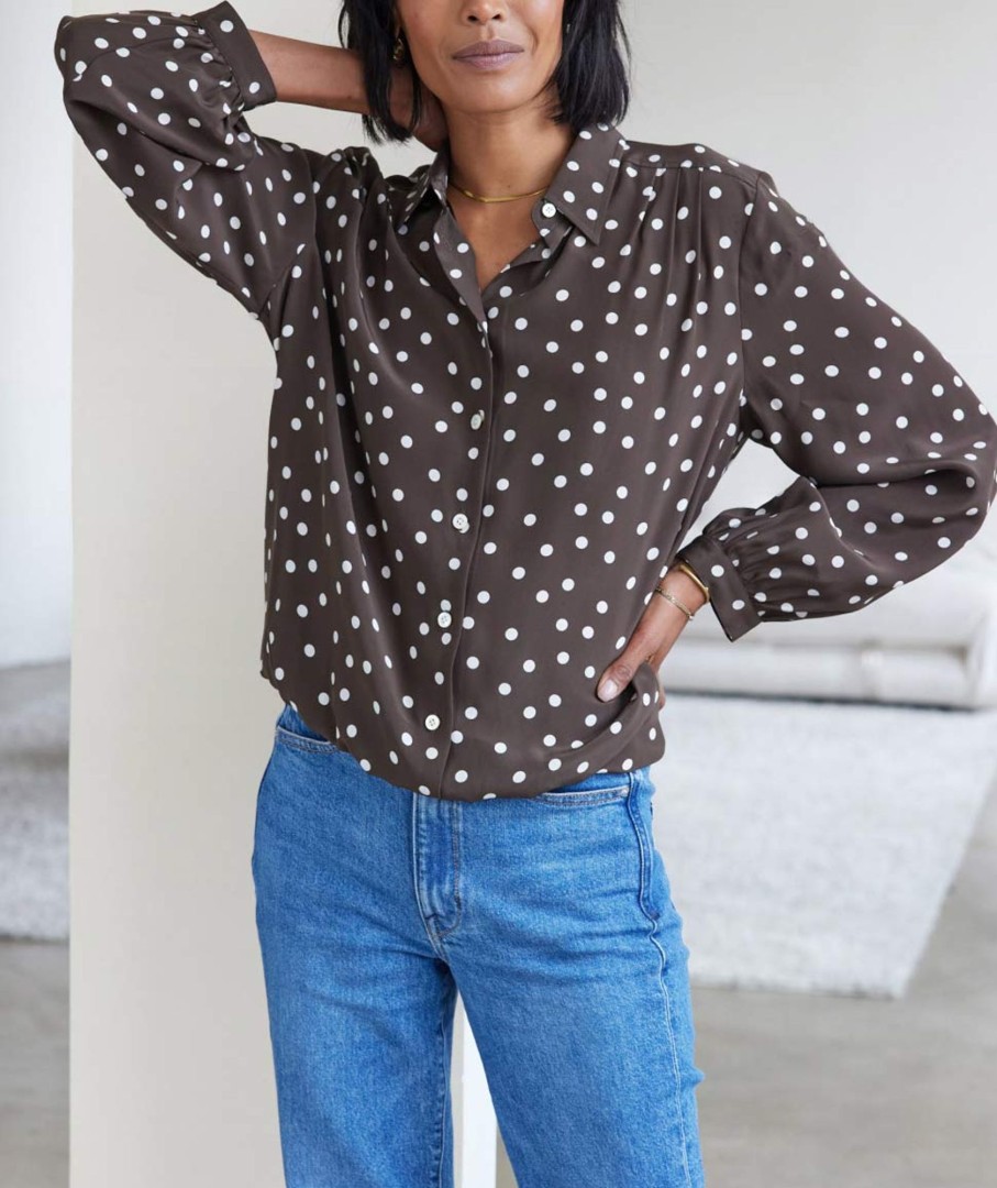 Womenswear AYR Tops | The Late Lunch Sicilian Umber Dot