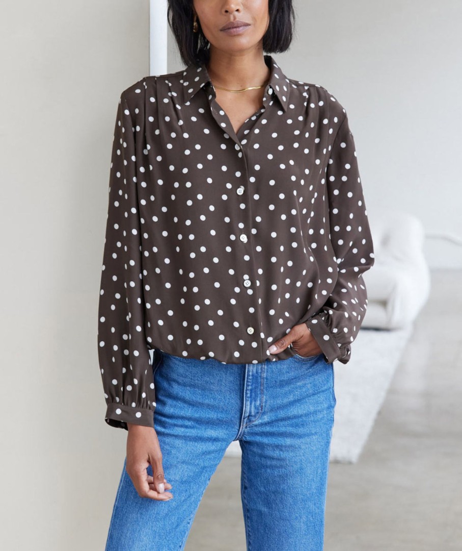 Womenswear AYR Tops | The Late Lunch Sicilian Umber Dot